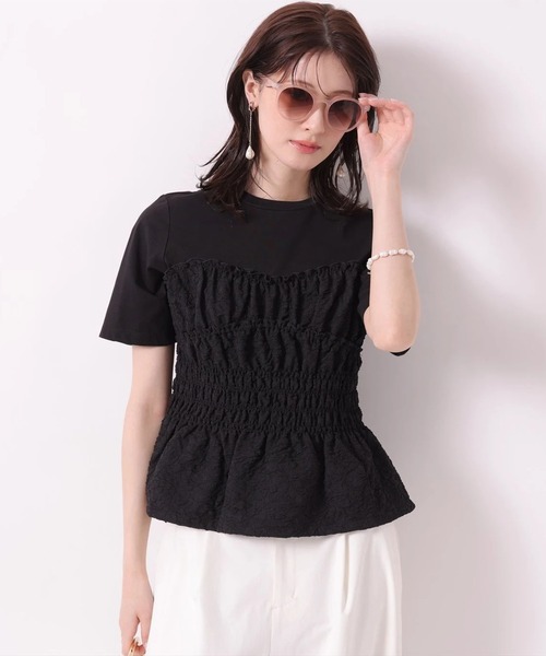 Arpege story（アルページュストーリー）の「ジャガードビスチェドッキングＴシャツ（Tシャツ/カットソー・レディース・ブラック/ホワイト・2）」の3枚目の写真