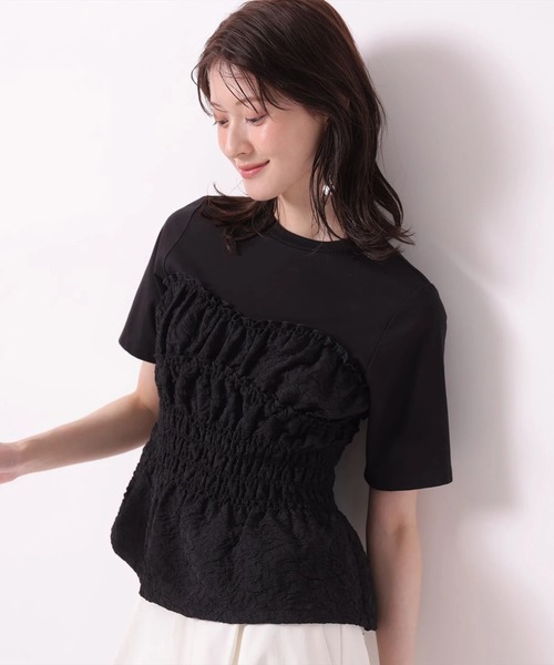 Arpege story（アルページュストーリー）の「ジャガードビスチェドッキングＴシャツ（Tシャツ/カットソー・レディース・ブラック/ホワイト・2）」の11枚目の写真