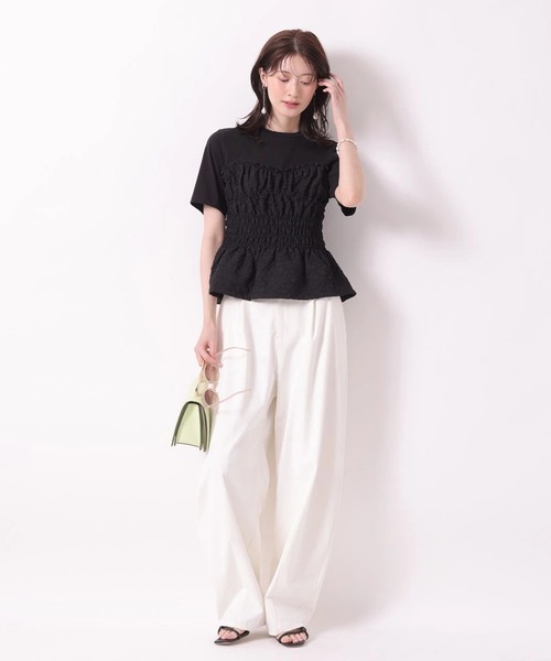 Arpege story（アルページュストーリー）の「ジャガードビスチェドッキングＴシャツ（Tシャツ/カットソー・レディース・ブラック/ホワイト・2）」の8枚目の写真