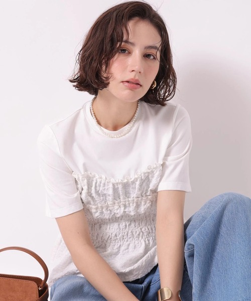 Arpege story（アルページュストーリー）の「ジャガードビスチェドッキングＴシャツ（Tシャツ/カットソー・レディース・ブラック/ホワイト・2）」の14枚目の写真