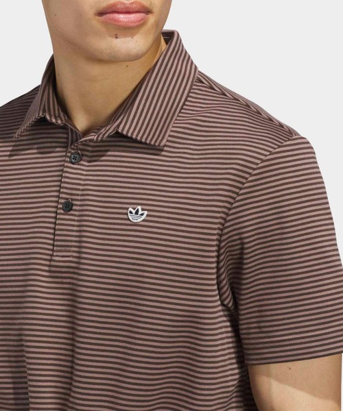 adidas(アディダス)の「オリジナルスゴルフ Originals ストライプ ピケ ポロ【adidas Golf/アディダスゴルフ】(ポロシャツ・メンズ・ブラウン・LARGE/XX-LARGE/SMALL/MEDIUM/X-LARGE)」の5枚目の写真