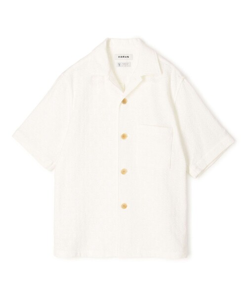 caban（キャバン）の「コットンメッシュドビー オープンカラーシャツ（シャツ/ブラウス・メンズ・ホワイト・M/L）」の2枚目の写真