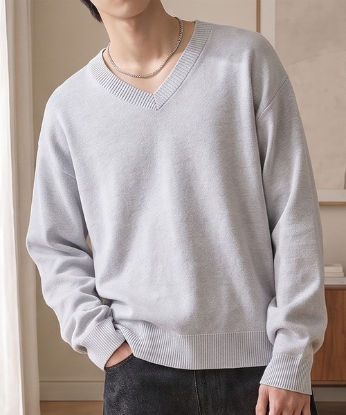 CIYOT(シヨウト)の「【CIYOT】スウェットライク Vネック ショート丈ニット(ニット/セーター・メンズ・ブラック/ダークグレー/ダークグリーン/グレイッシュベージュ/レッド/ダークブラウン/ライトグレー・M/L/S)」の14枚目の写真
