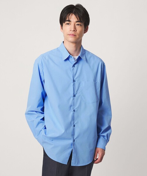 green label relaxing(グリーンレーベルリラクシング)の「【WEB限定】JUST fit コットンライク リラックス シルエット 長袖 シャツ(シャツ/ブラウス・メンズ・ブラウン系/コバルトブルー・M/XL/L/S)」の2枚目の写真