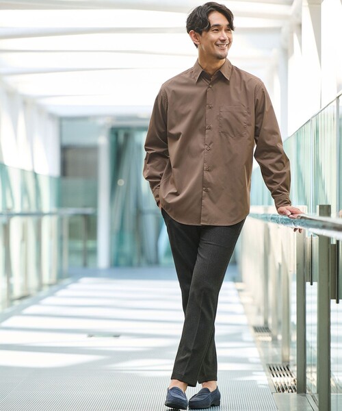 green label relaxing(グリーンレーベルリラクシング)の「【WEB限定】JUST fit コットンライク リラックス シルエット 長袖 シャツ(シャツ/ブラウス・メンズ・ブラウン系/コバルトブルー・M/XL/L/S)」の14枚目の写真