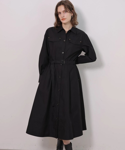 CADUNE(カデュネ)の「ミリタリーシャツワンピース(ワンピース・レディース・ブラック/カーキ・38/36)」の2枚目の写真