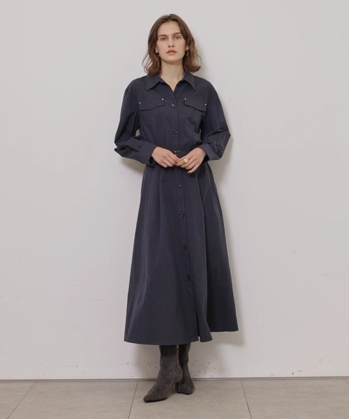 CADUNE(カデュネ)の「ミリタリーシャツワンピース(ワンピース・レディース・ブラック/カーキ・38/36)」の4枚目の写真