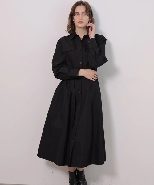 CADUNE(カデュネ)の「ミリタリーシャツワンピース(ワンピース・レディース・ブラック/カーキ・38/36)」の17枚目の写真