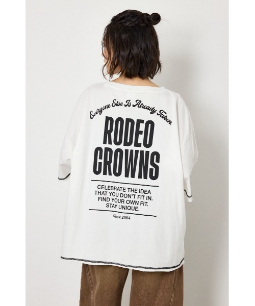 RODEO CROWNS WIDE BOWL(ロデオクラウンズワイドボウル)の「ヴィンテージライクステッチ5分袖Tシャツ(Tシャツ/カットソー・レディース・ダークグリーン/ブラック/レッド/オフホワイト・FREE)」の2枚目の写真