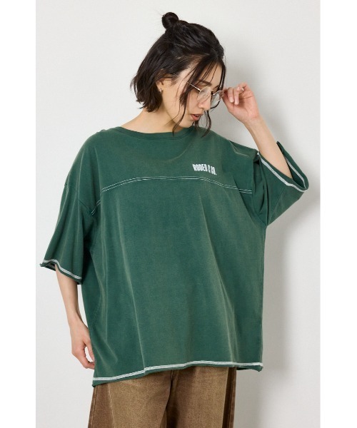 RODEO CROWNS WIDE BOWL(ロデオクラウンズワイドボウル)の「ヴィンテージライクステッチ5分袖Tシャツ(Tシャツ/カットソー・レディース・ダークグリーン/ブラック/レッド/オフホワイト・FREE)」の16枚目の写真