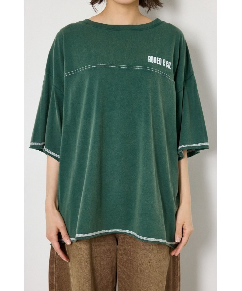 RODEO CROWNS WIDE BOWL(ロデオクラウンズワイドボウル)の「ヴィンテージライクステッチ5分袖Tシャツ(Tシャツ/カットソー・レディース・ダークグリーン/ブラック/レッド/オフホワイト・FREE)」の20枚目の写真