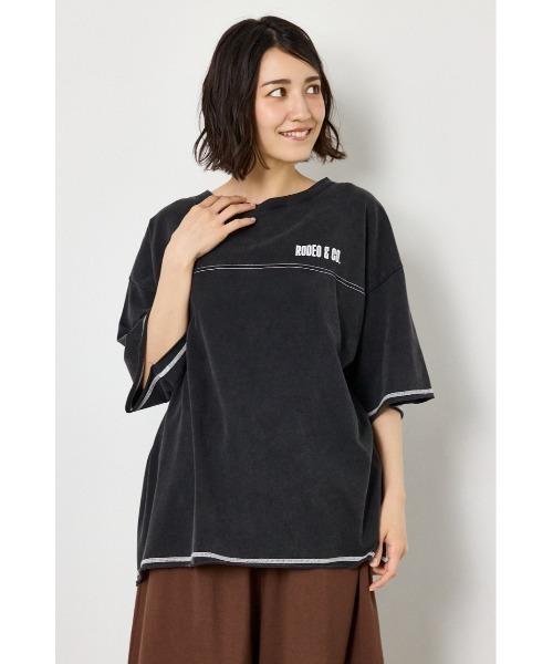 RODEO CROWNS WIDE BOWL(ロデオクラウンズワイドボウル)の「ヴィンテージライクステッチ5分袖Tシャツ(Tシャツ/カットソー・レディース・ダークグリーン/ブラック/レッド/オフホワイト・FREE)」の13枚目の写真