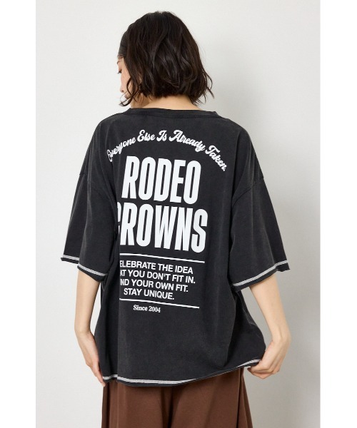 RODEO CROWNS WIDE BOWL(ロデオクラウンズワイドボウル)の「ヴィンテージライクステッチ5分袖Tシャツ(Tシャツ/カットソー・レディース・ダークグリーン/ブラック/レッド/オフホワイト・FREE)」の11枚目の写真