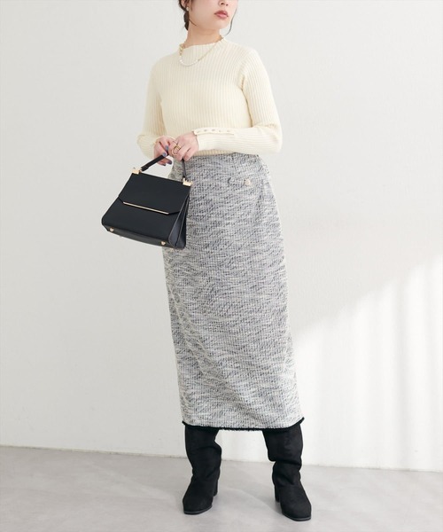 natural couture(ナチュラルクチュール)の「【ZOZO限定】袖口べこべこ釦プチハイリブニット(ニット/セーター・レディース・ブルー/モカ/レッド/ピンク/チャコールグレー/ピンク系その他/オフホワイト/ブラック・FREE)」の12枚目の写真