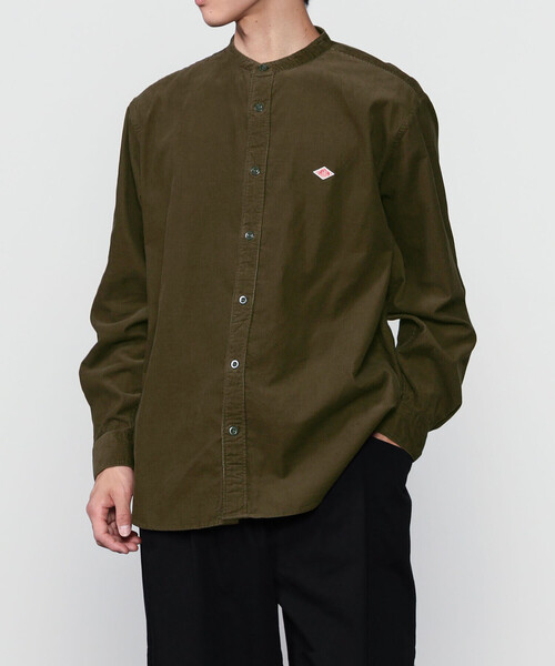 DANTON(ダントン)の「DANTON | コーデュロイ バンドカラー長袖シャツ MEN(シャツ/ブラウス・メンズ・チャコール/オリーブ・42/40)」の2枚目の写真