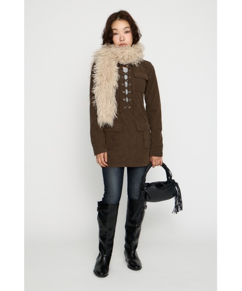LAGUA GEM(ラグアジェム)の「LACE UP CORDUROY ミニワンピース(ワンピース・レディース・ブラック/ブラウン・SMALL/MEDIUM)」の8枚目の写真