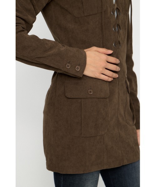 LAGUA GEM(ラグアジェム)の「LACE UP CORDUROY ミニワンピース(ワンピース・レディース・ブラック/ブラウン・SMALL/MEDIUM)」の14枚目の写真