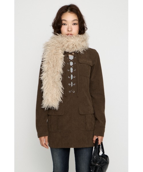 LAGUA GEM(ラグアジェム)の「LACE UP CORDUROY ミニワンピース(ワンピース・レディース・ブラック/ブラウン・SMALL/MEDIUM)」の17枚目の写真