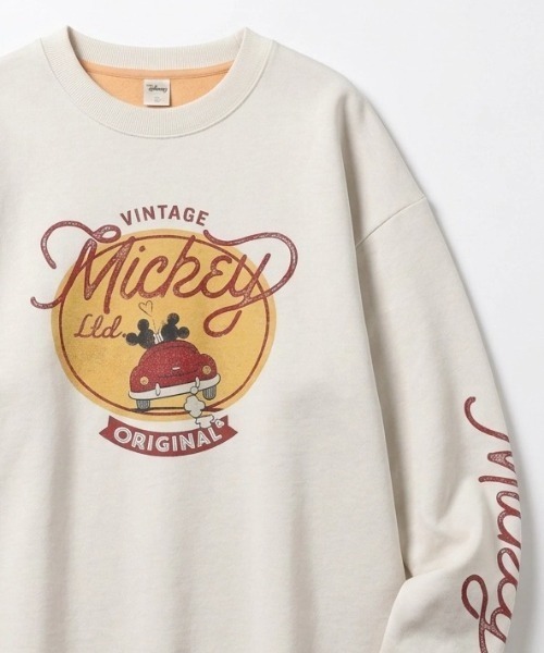 Disney（ディズニー）の「2026AW Disney/ディズニー オーバーサイズ ミッキー ビンテージカー/ロックギター/サークルプリント 裏配色 スウェットトレーナー レディース メンズ（スウェット・レディース・アイボリー/ブラウン/スミクロ/ブラック・M/L/LL）」の9枚目の写真