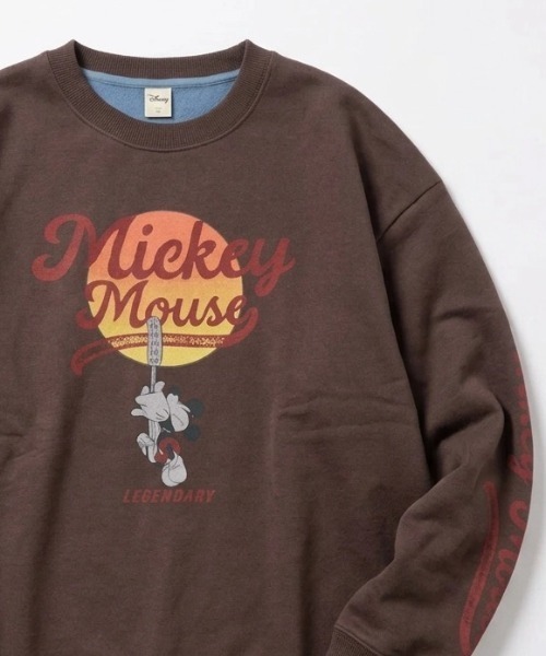 Disney（ディズニー）の「2026AW Disney/ディズニー オーバーサイズ ミッキー ビンテージカー/ロックギター/サークルプリント 裏配色 スウェットトレーナー レディース メンズ（スウェット・レディース・アイボリー/ブラウン/スミクロ/ブラック・M/L/LL）」の5枚目の写真