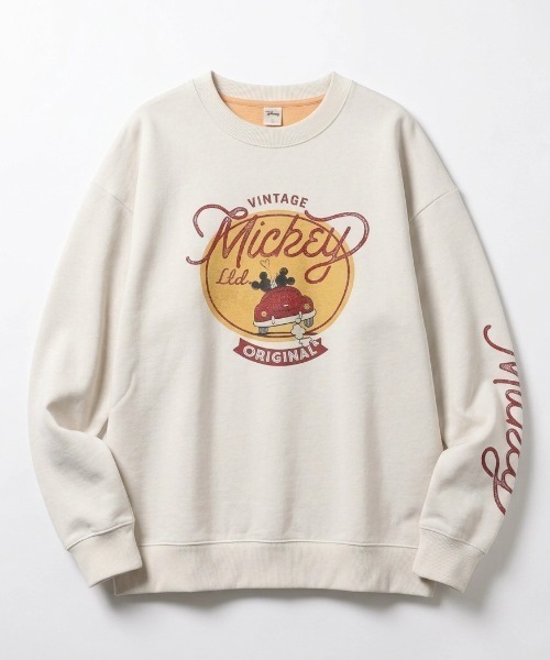 Disney（ディズニー）の「2026AW Disney/ディズニー オーバーサイズ ミッキー ビンテージカー/ロックギター/サークルプリント 裏配色 スウェットトレーナー レディース メンズ（スウェット・レディース・アイボリー/ブラウン/スミクロ/ブラック・M/L/LL）」の14枚目の写真