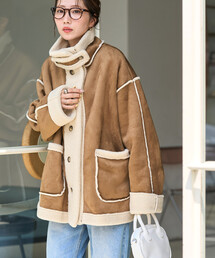 限定展開 ムートン スタンドカラー コート