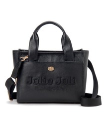 【Jolie Joli/ジョリージョリ】カウレザー ロゴ刺繍 2WAY ミニハンドバッグ/ショルダーバッグ