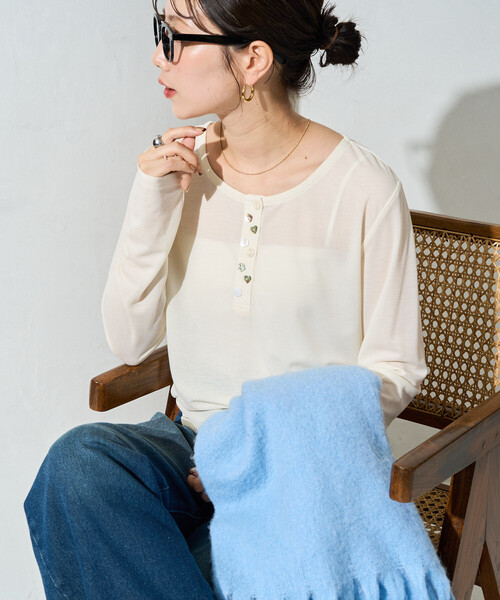 FREAK'S STORE（フリークスストア）の「限定展開　アソート ボタン ヘンリー トップス（Tシャツ/カットソー・レディース・ベージュ/ナチュラル/モカ/ブラック・ﾌﾘ-）」の7枚目の写真