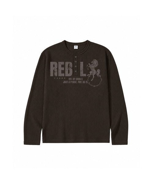 VENHIT(ベンヒット)の「REBEL ワッフルヘンリーネック ロングスリーブ(Tシャツ/カットソー・レディース・アイボリー/グレー/ブラウン・MEDIUM/LARGE)」の3枚目の写真