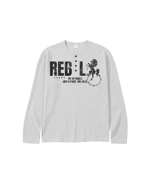 VENHIT(ベンヒット)の「REBEL ワッフルヘンリーネック ロングスリーブ(Tシャツ/カットソー・レディース・アイボリー/グレー/ブラウン・MEDIUM/LARGE)」の2枚目の写真