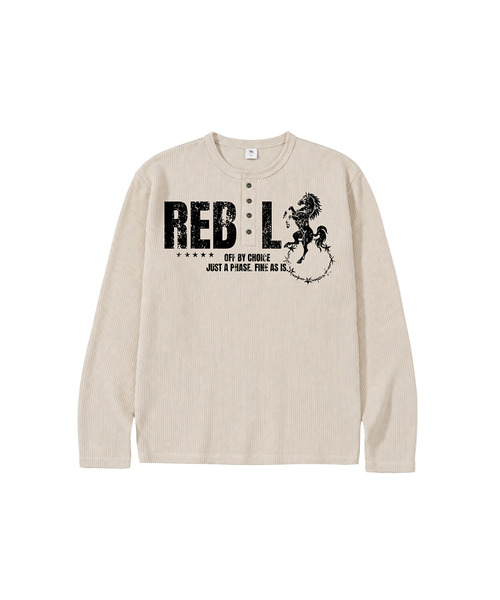 VENHIT(ベンヒット)の「REBEL ワッフルヘンリーネック ロングスリーブ(Tシャツ/カットソー・レディース・アイボリー/グレー/ブラウン・MEDIUM/LARGE)」の1枚目の写真