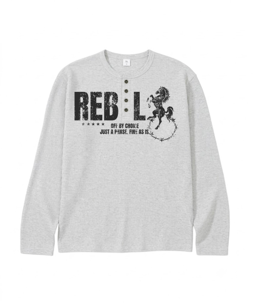 VENHIT(ベンヒット)の「REBEL ワッフルヘンリーネック ロングスリーブ(Tシャツ/カットソー・レディース・アイボリー/グレー/ブラウン・MEDIUM/LARGE)」の4枚目の写真