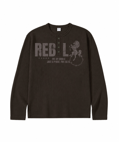 VENHIT(ベンヒット)の「REBEL ワッフルヘンリーネック ロングスリーブ(Tシャツ/カットソー・レディース・アイボリー/グレー/ブラウン・MEDIUM/LARGE)」の5枚目の写真