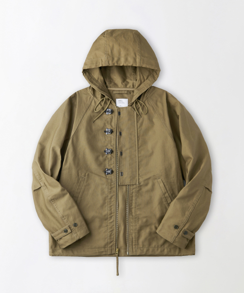 OUTSTANDING(アウトスタンディング)の「JUNGLE CLOTH DECK HOOD JACKET_KHAKI(ミリタリージャケット・メンズ・その他・MEDIUM/LARGE/SMALL)」の1枚目の写真