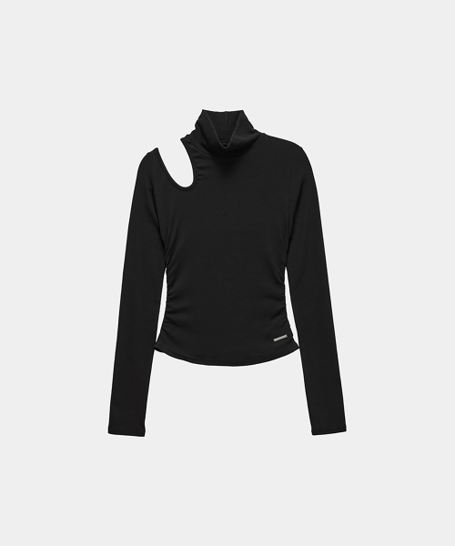 ETRE AU SOMMET(エトレオソメ)の「ハイネックショルダーカットアウトトップ(ブラック)(Tシャツ/カットソー・レディース・ブラック・FREE)」の7枚目の写真