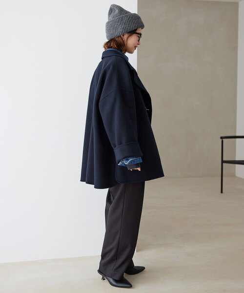 SLOBE IENA(スローブイエナ)の「《WEB限定/追加2》souple woolダブルフェイススタンドコート(その他アウター・レディース・カーキ/ネイビー・FREE)」の14枚目の写真