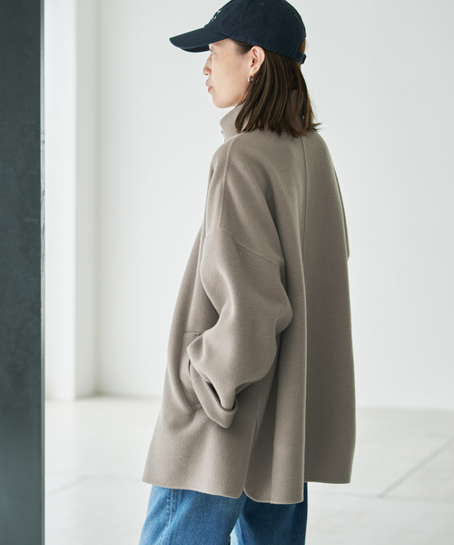 SLOBE IENA(スローブイエナ)の「《WEB限定/追加2》souple woolダブルフェイススタンドコート(その他アウター・レディース・カーキ/ネイビー・FREE)」の20枚目の写真