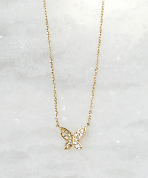 Avaron アヴァロン の K18ゴールドパヴェダイヤモンドバタフライネックレス Butterfly Pave ネックレス Wear Avaron アヴァロン の K18ゴールドパヴェダイヤモンドバタフライネックレス Butterfly Pave ネックレス Wear