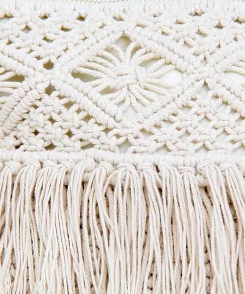 BEAUTY&YOUTH UNITED ARROWS（ビューティーアンドユースユナイテッドアローズ）の「BY∴ マクラメフリンジクラッチバッグ -3WAY-　◆（クラッチバッグ・レディース・グレー/ナチュラル・FREE）」の11枚目の写真