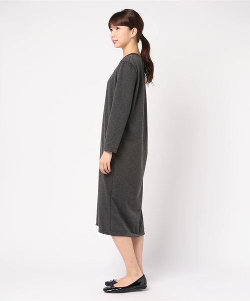 coca（coca）（コカ）の「裏起毛Iラインロングワンピース（ワンピース・レディース・ブラック/チャコール・ONE SIZE）」の13枚目の写真