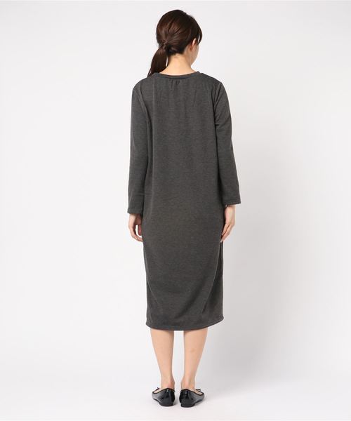 coca（coca）（コカ）の「裏起毛Iラインロングワンピース（ワンピース・レディース・ブラック/チャコール・ONE SIZE）」の12枚目の写真