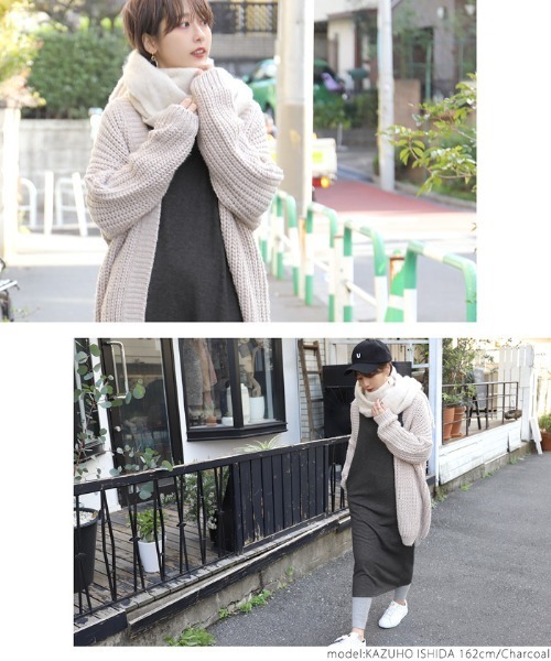 coca（coca）（コカ）の「裏起毛Iラインロングワンピース（ワンピース・レディース・ブラック/チャコール・ONE SIZE）」の18枚目の写真