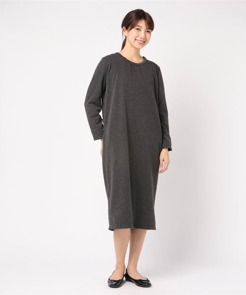 coca（coca）（コカ）の「裏起毛Iラインロングワンピース（ワンピース・レディース・ブラック/チャコール・ONE SIZE）」の14枚目の写真