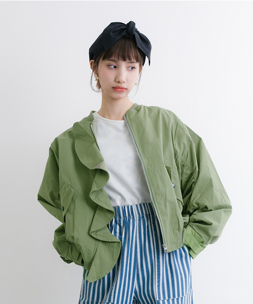 MERLOT（メルロー）の「ラッフルドルマンブルゾン9062（ブルゾン・レディース・カーキ/ピンク/チャコールグレー/イエロー・FREE）」の3枚目の写真