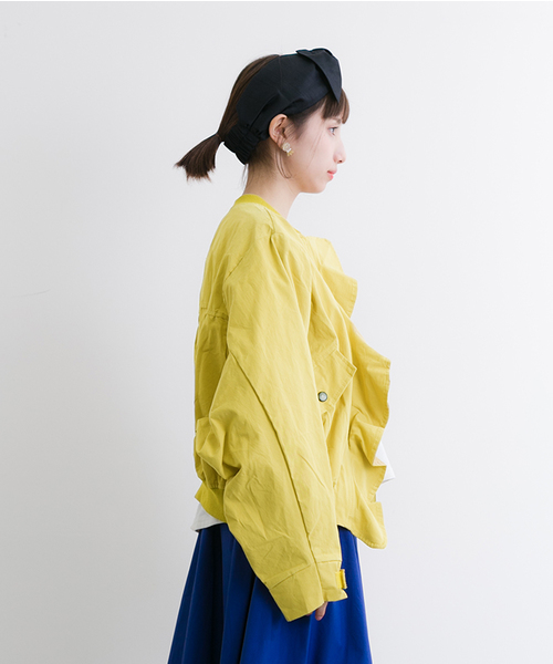 MERLOT（メルロー）の「ラッフルドルマンブルゾン9062（ブルゾン・レディース・カーキ/ピンク/チャコールグレー/イエロー・FREE）」の5枚目の写真