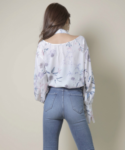 eimy istoire - エイミーイストワール waterflowerリボンチョーカーシャツ 名古屋限定色 eimy istoire - eimy istoire♡ウォーターフラワーリボン