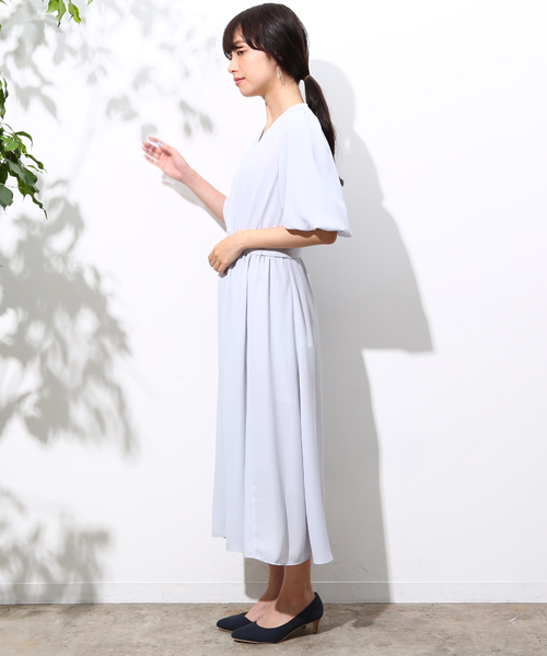 ROPE' PICNIC（ロペピクニック）の「カシュクールガウンワンピース（ワンピース・レディース・サックスブルー/グレー系その他/ネイビー・38）」の4枚目の写真