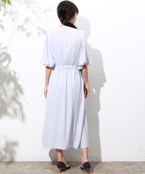 ROPE' PICNIC（ロペピクニック）の「カシュクールガウンワンピース（ワンピース・レディース・サックスブルー/グレー系その他/ネイビー・38）」の5枚目の写真