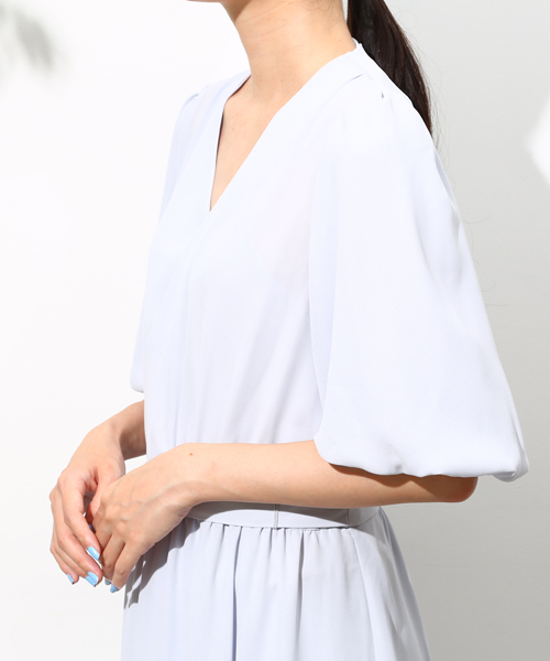 ROPE' PICNIC（ロペピクニック）の「カシュクールガウンワンピース（ワンピース・レディース・サックスブルー/グレー系その他/ネイビー・38）」の7枚目の写真