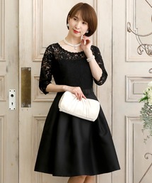 ミニ丈&七分袖フォーマルレースクラシック大きいサイズ結婚式ワンピースドレスオケージョンドレスお呼ばれ 二次会 成人式